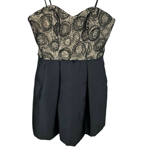 Theia Strapless Cocktail Mini Dress Size 10 Sequin Lace Missing Belt Evening - Picture 1 of 12